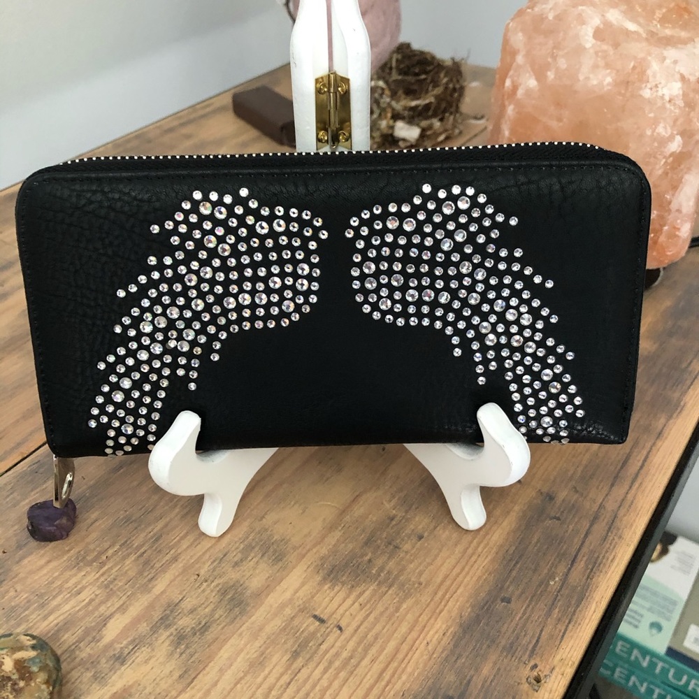 Black Wallet with Angel Wing Design NWOT